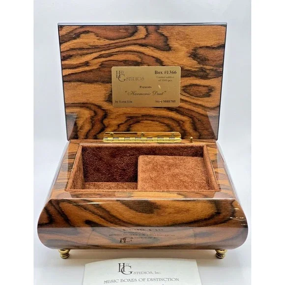 Lena Lui Ercolano Italy Wooden Music Box Presents Harmonic Duet by Lena Liu Decor